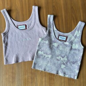Set of 2 CHNGE Ribbed Cropped Tanks Size Small